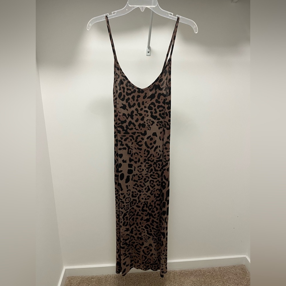 PLT Cheetah Midi Dress with side slits